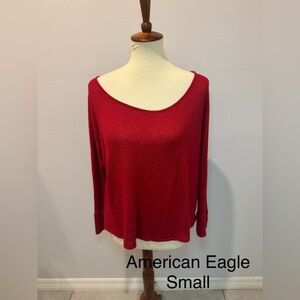 American Eagle Outfitters Women's Vibrant Red Long Sleeve Tee